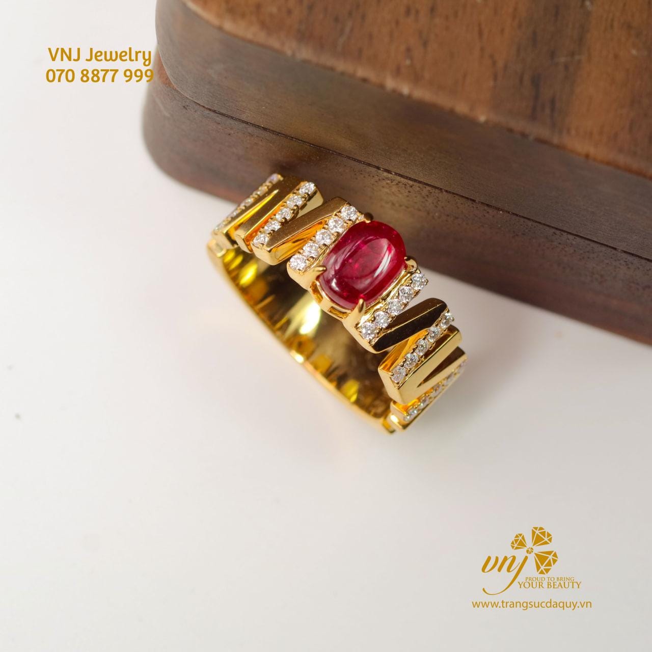 Nhẫn Đá Ruby Thiên Nhiên Unisex NWR16
