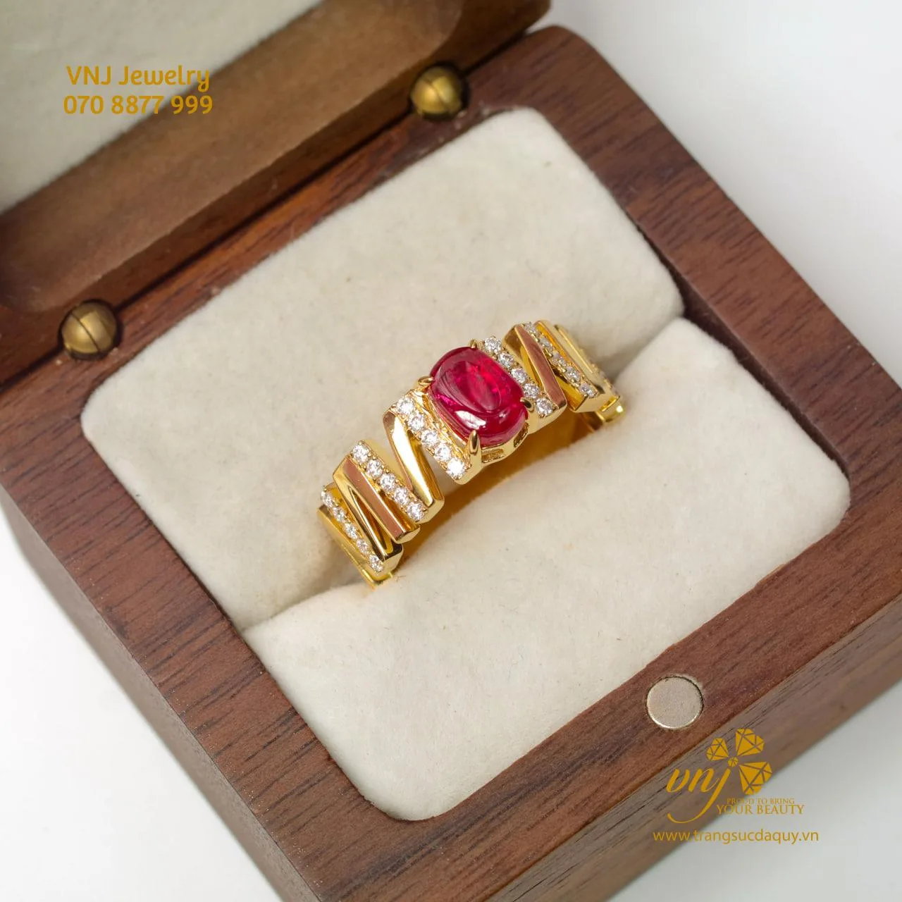 Nhẫn Đá Ruby Thiên Nhiên Unisex NWR16