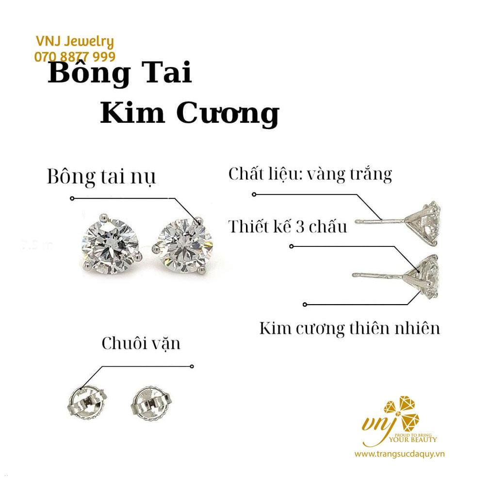 Bông Tai Nụ 3 Chấu Btkc19
