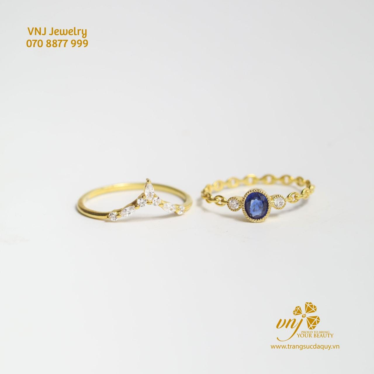 Combo 2 Nhẫn Vương Miện Đá Sapphire Xanh Nws38
