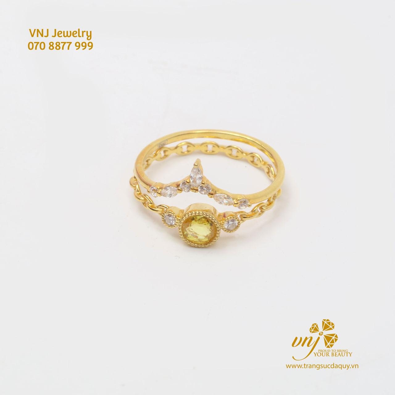 Combo Nhẫn Sapphire Vàng 2 Trong 1 (3)