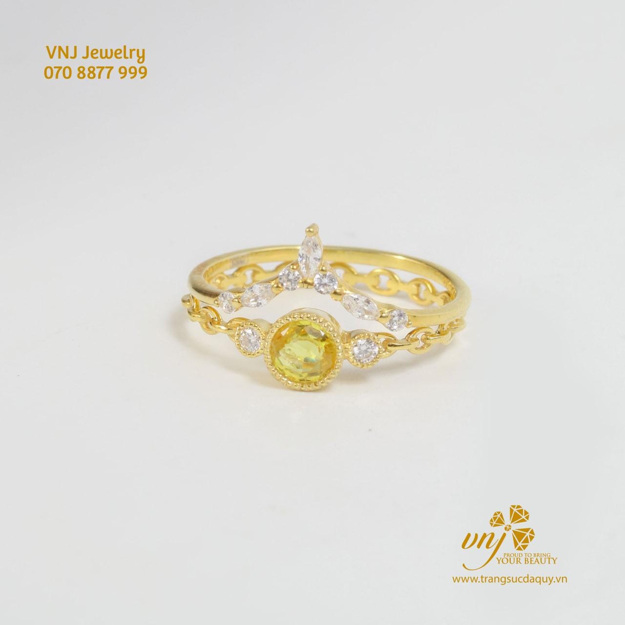 Combo Nhẫn Sapphire Vàng 2 Trong 1 (4)