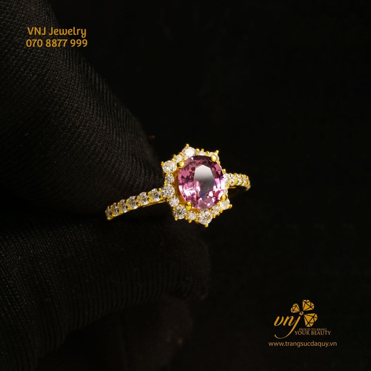 Nhẫn Spinel Tím Thiên Nhiên