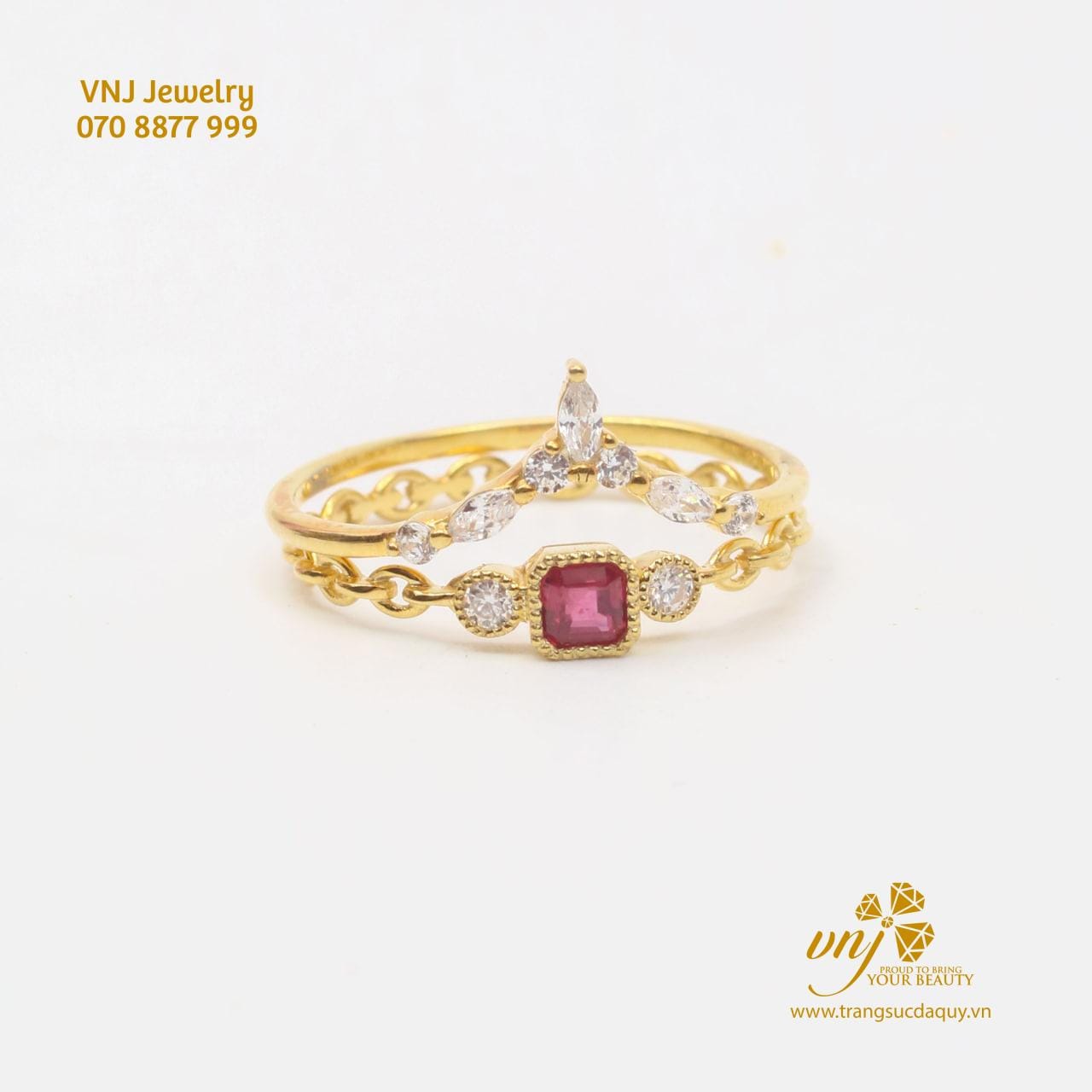 Combo 2 Nhẫn Vương Miện Đá Ruby NWR19