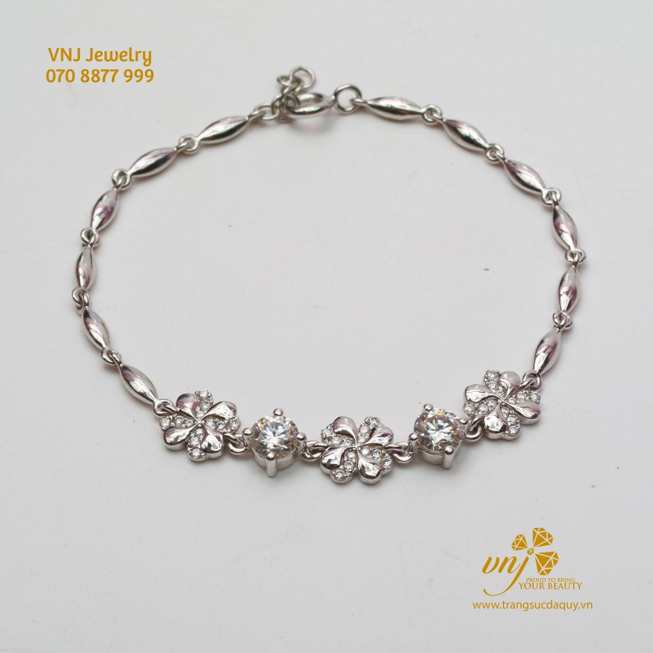 Lắc Tay Cỏ 4 Lá Mix Kim Cương VTG3