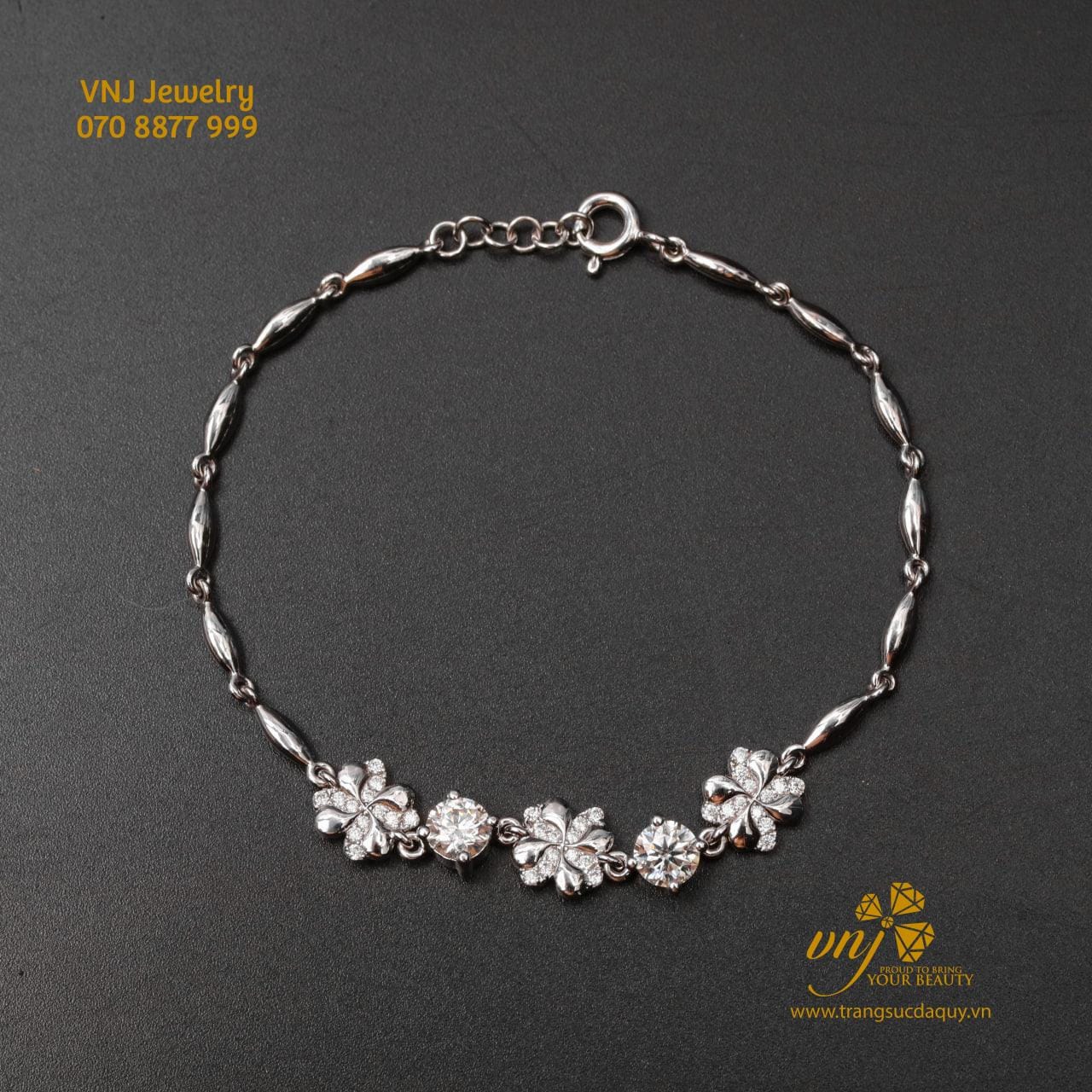 Lắc Tay Cỏ 4 Lá Mix Kim Cương VTG3
