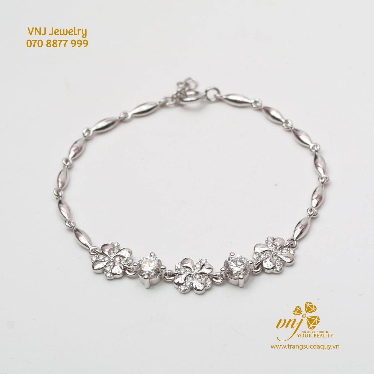 Lắc Tay Cỏ 4 Lá Mix Kim Cương VTG3