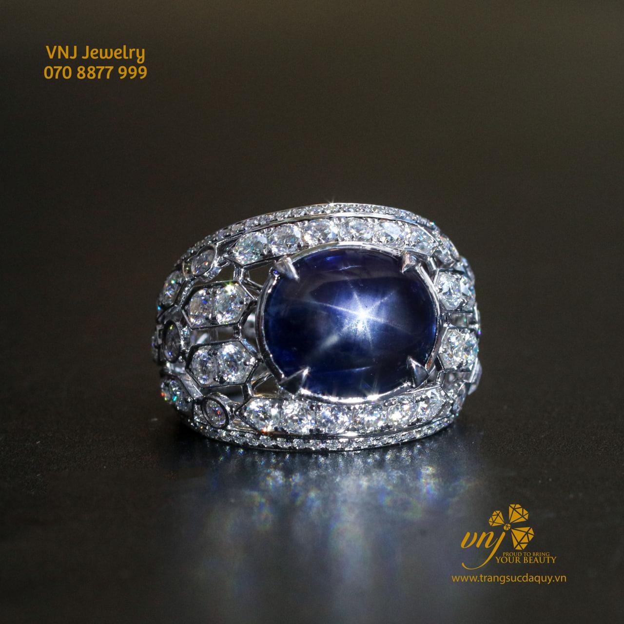 Nhẫn đá sapphire sao NM97