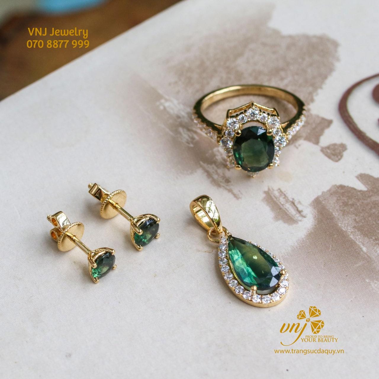 Bộ Trang Sức đá Sapphire Xanh (10)