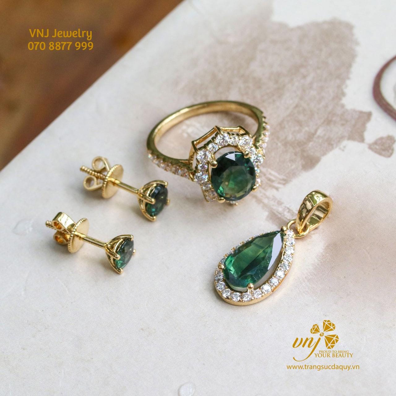 Bộ Trang Sức đá Sapphire Xanh (8)