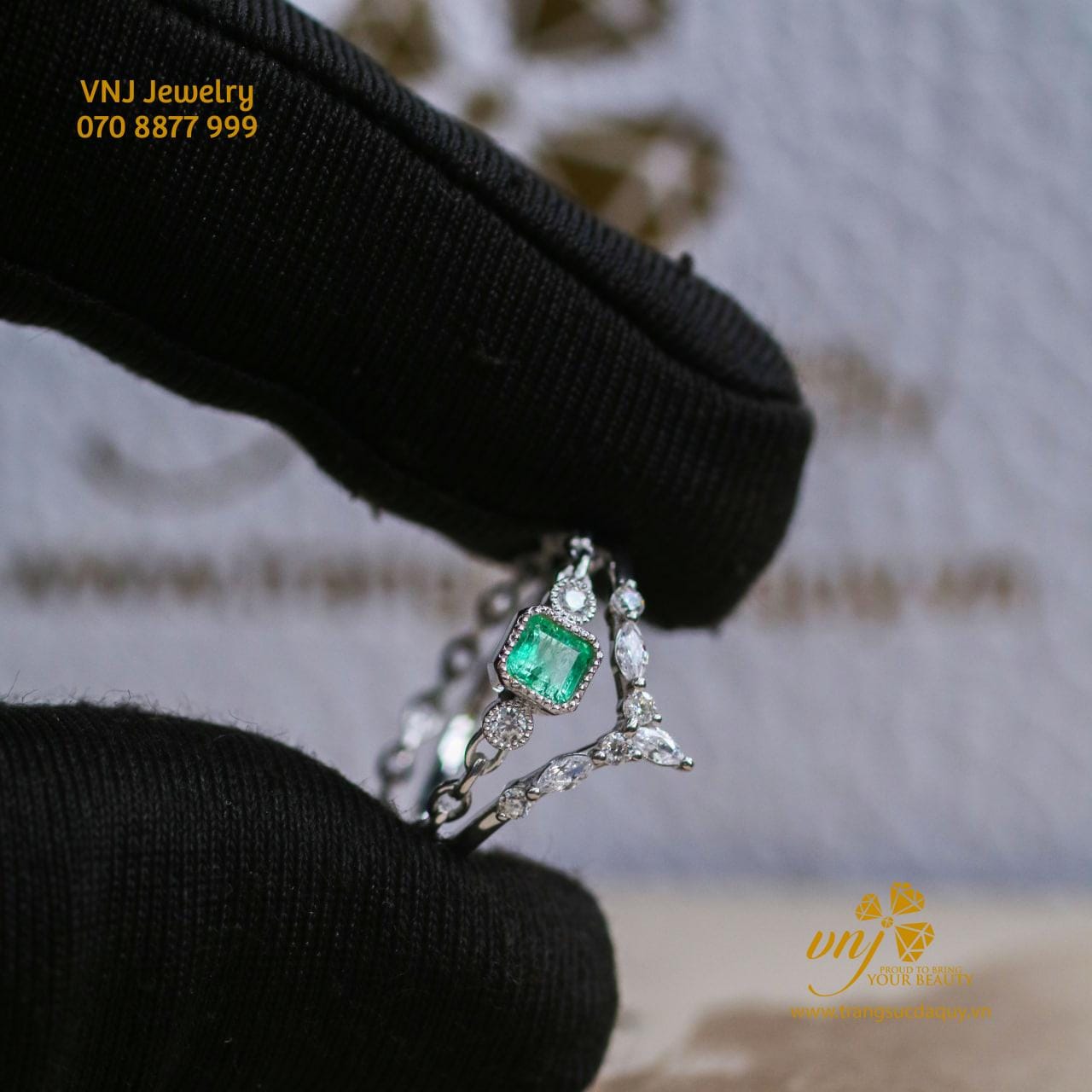 Combo 2 Nhẫn Vương Miện Đá Emerald Nwe10
