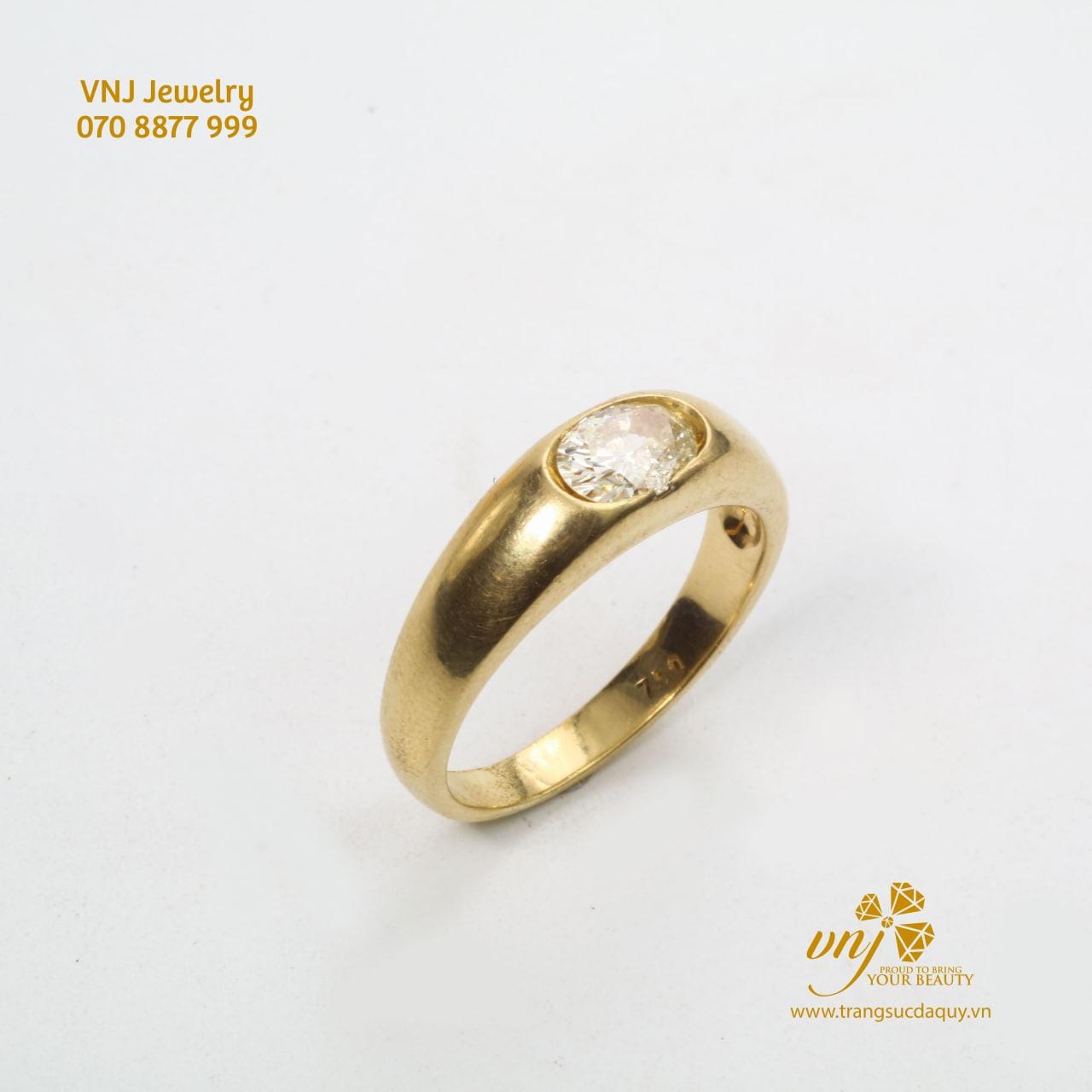 Nhẫn Nam Kim Cương Oval Mn100