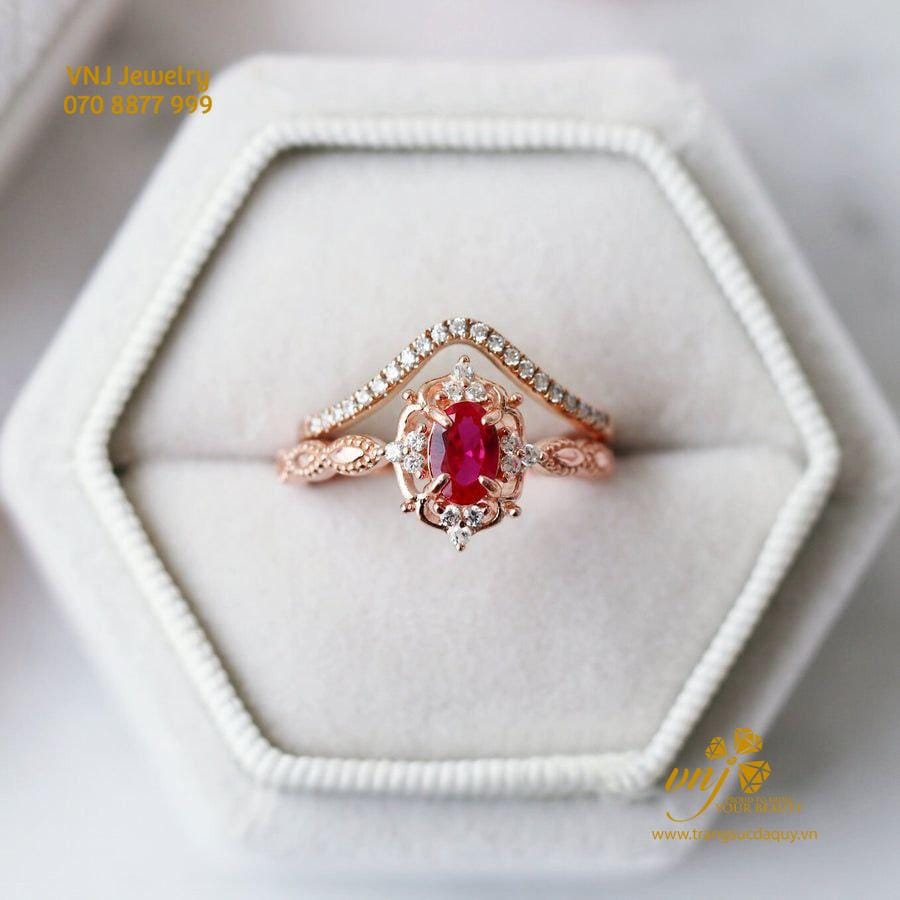 Combo 2 Nhẫn Spinel Hồng Thiên Nhiên NWSI13