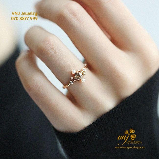 Nhẫn Kim Cương Mix Ngọc Trai NWD12
