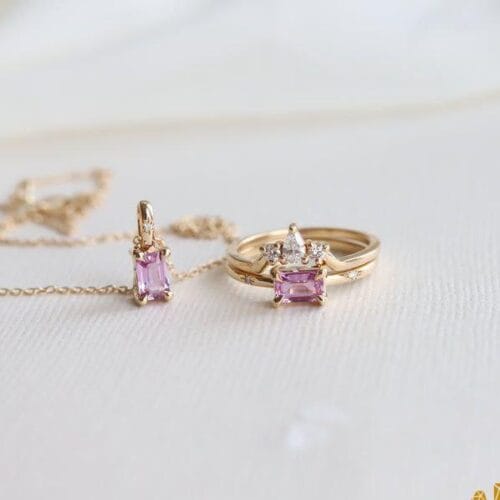 Bộ Trang Sức Đá Sapphire Hồng BS4