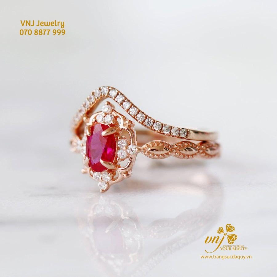 Combo 2 Nhẫn Spinel Hồng Thiên Nhiên NWSI13