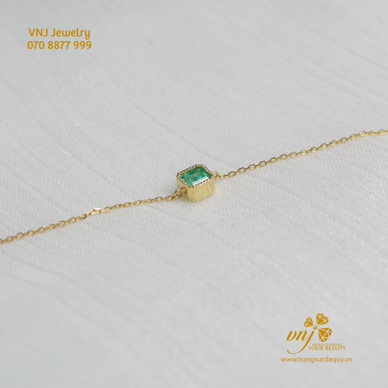 Set Vòng Tay Đá Kèm Mặt Dây Chuyền Emerald VDE3