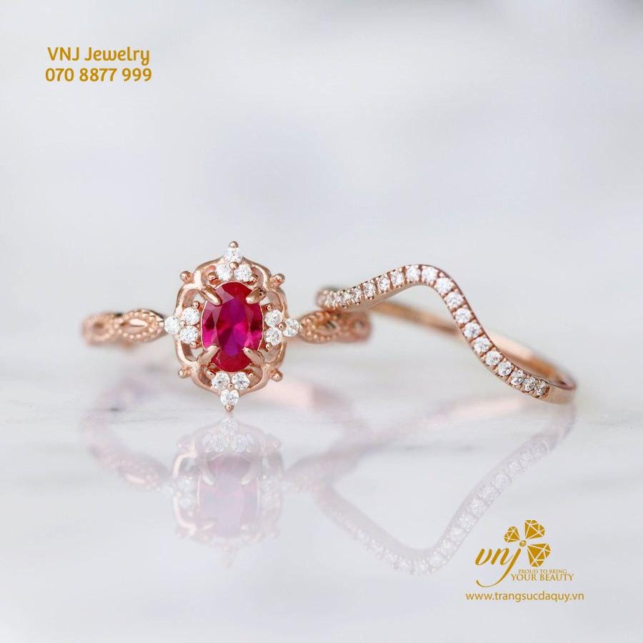 Combo 2 Nhẫn Spinel Hồng Thiên Nhiên NWSI13