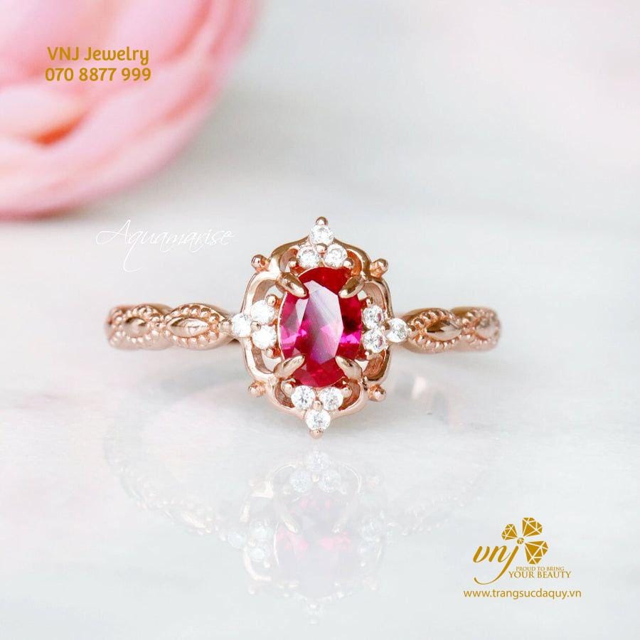 Combo 2 Nhẫn Spinel Hồng Thiên Nhiên NWSI13
