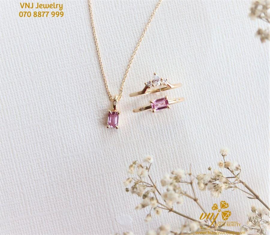 Bộ Trang Sức Đá Sapphire Hồng BS4