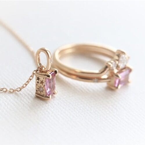 Bộ Trang Sức Đá Sapphire Hồng BS4