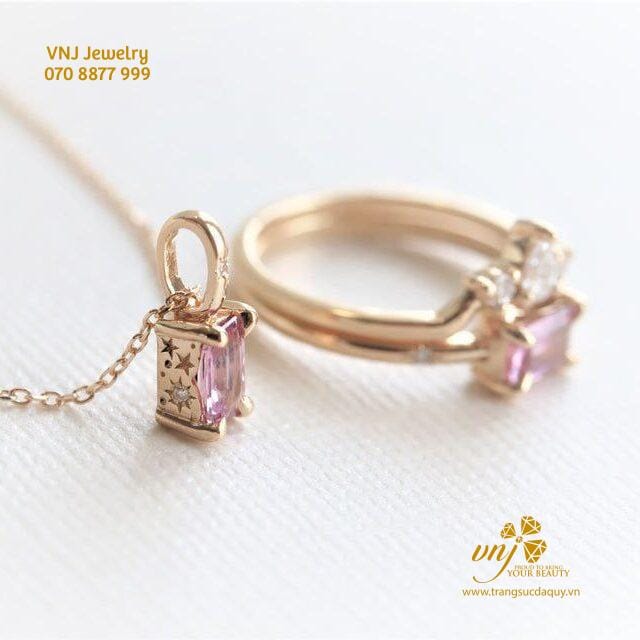 Bộ Trang Sức Đá Sapphire Hồng BS4
