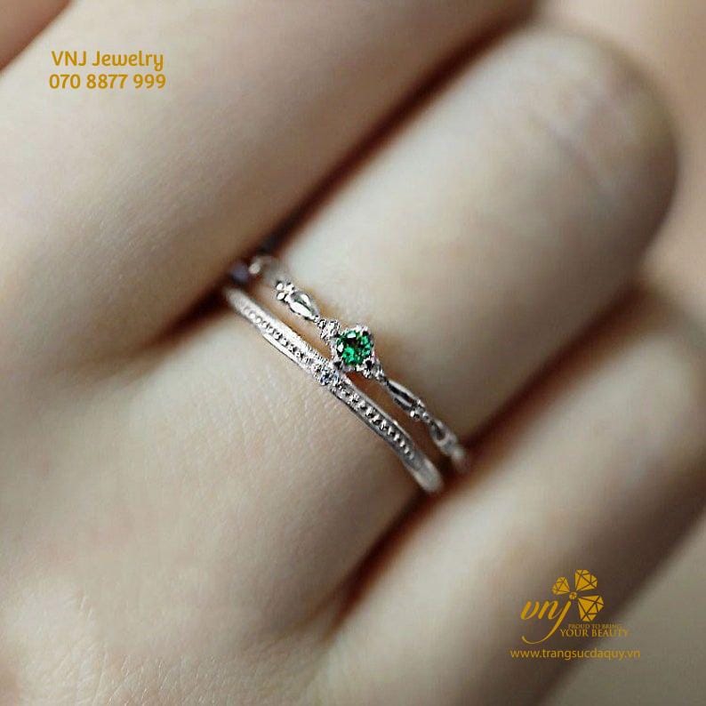 Combo nhẫn đá Tiny Emerald NWE14