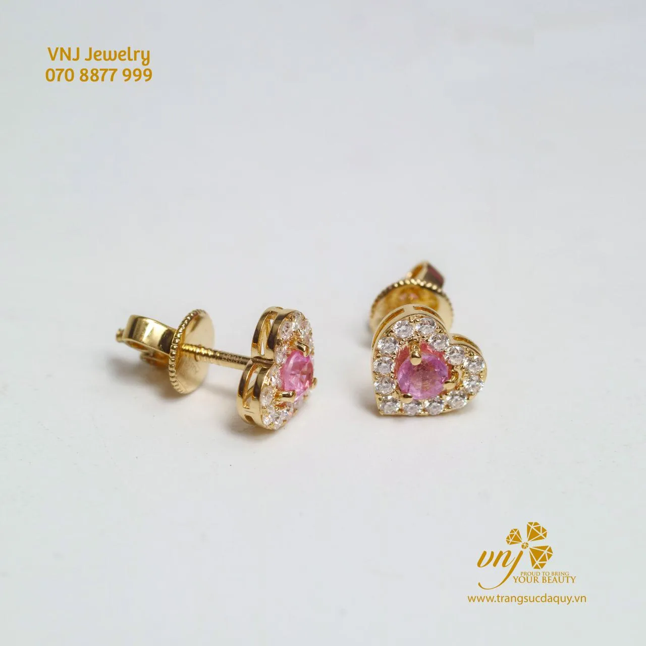Bông Tai Sapphire Hồng Trái Tim (2)