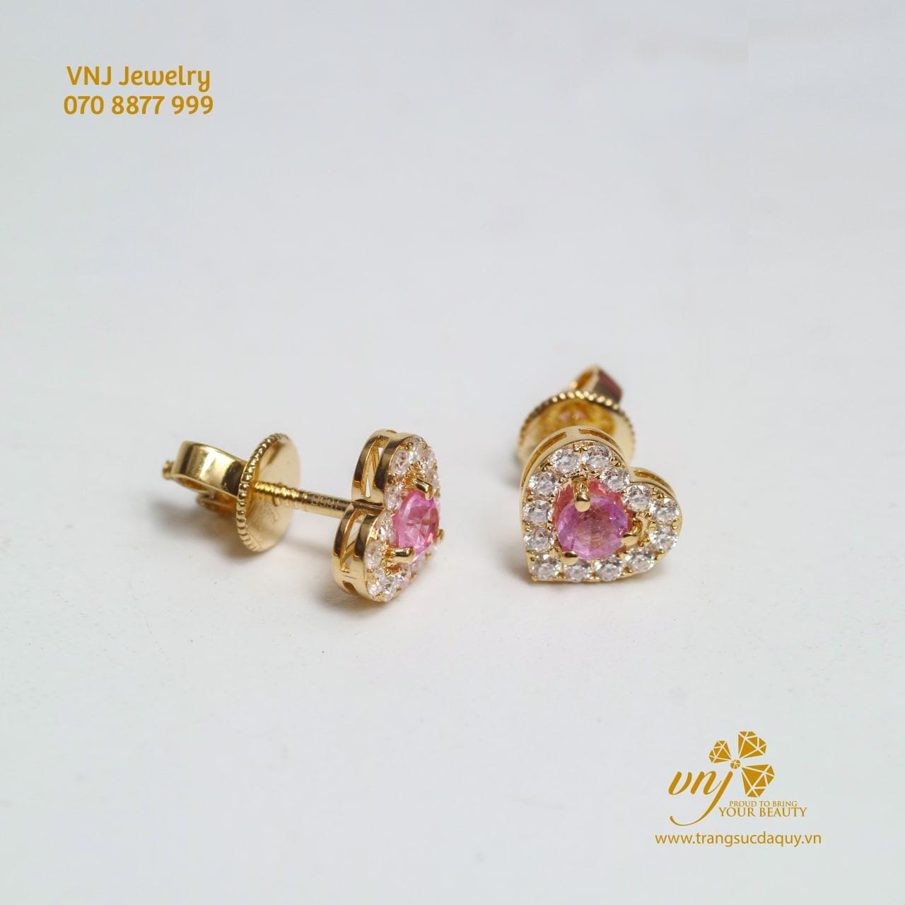 Bông Tai Sapphire Hồng Trái Tim (2)