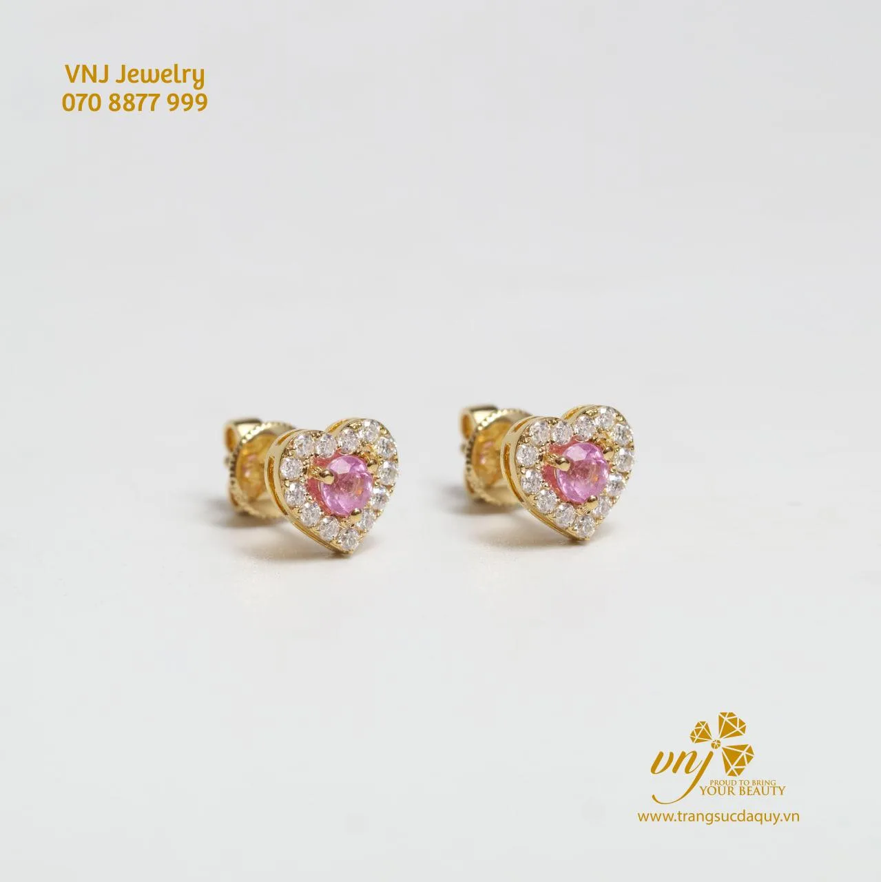 Bông Tai Sapphire Hồng Trái Tim (3)
