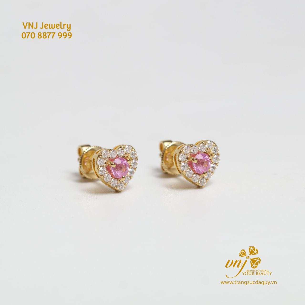 Bông Tai Sapphire Hồng Trái Tim (3)