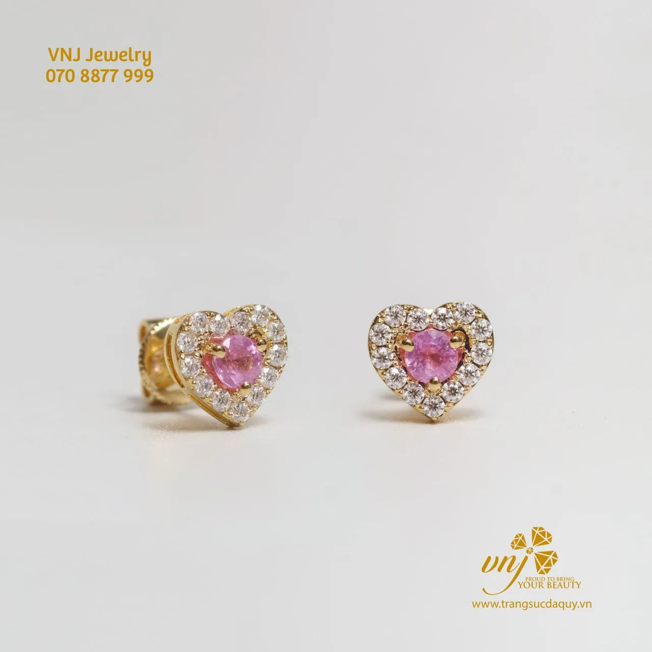 Bông Tai Sapphire Hồng Trái Tim (4)