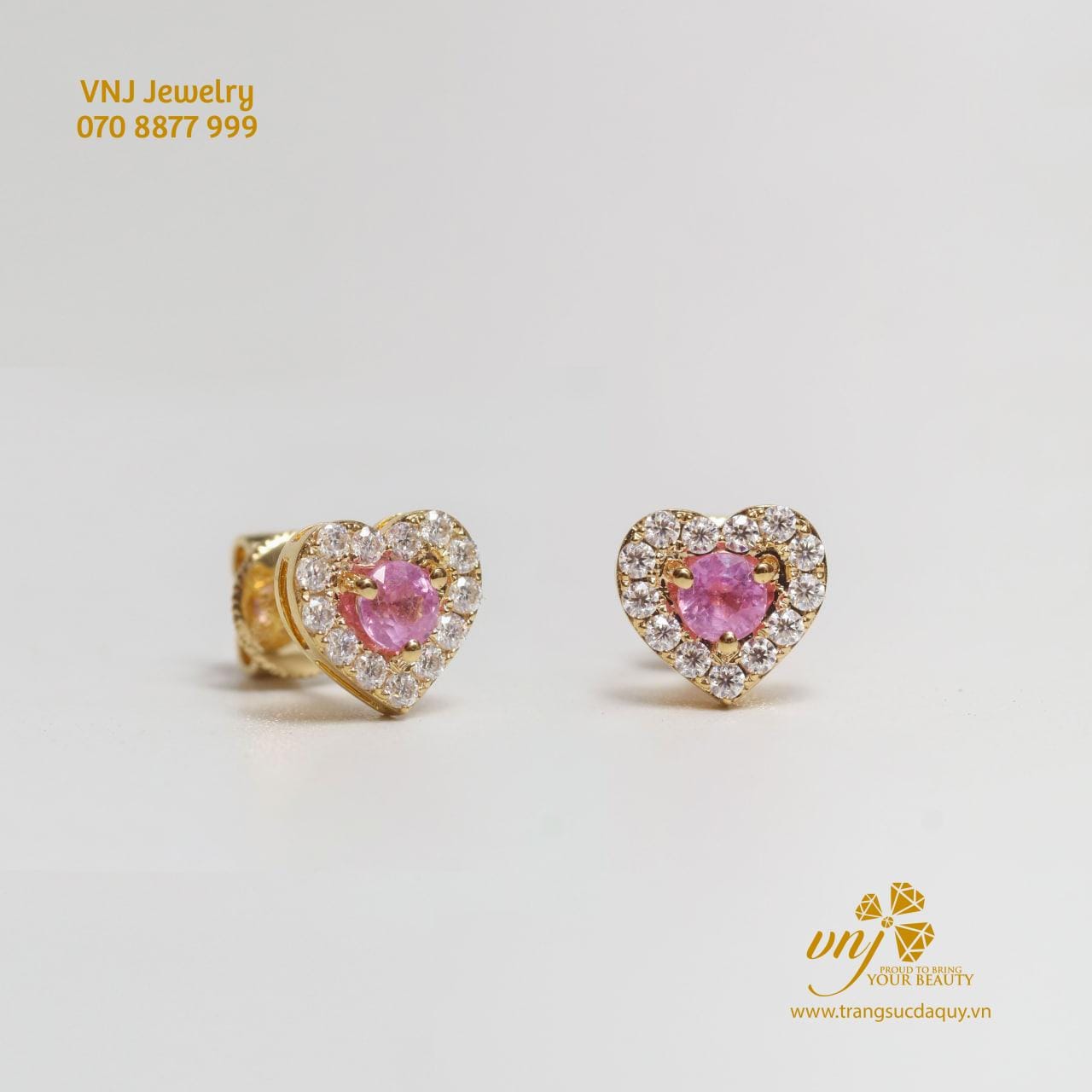 Bông Tai Sapphire Hồng Trái Tim (4)