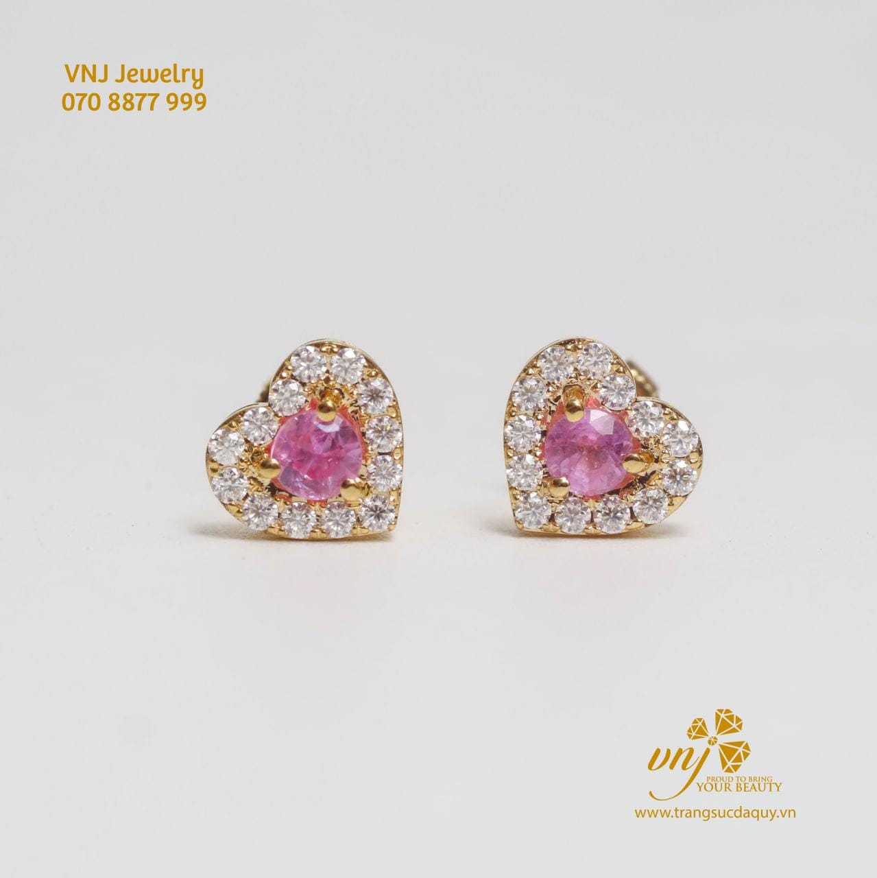 Bông Tai Sapphire Hồng Trái Tim