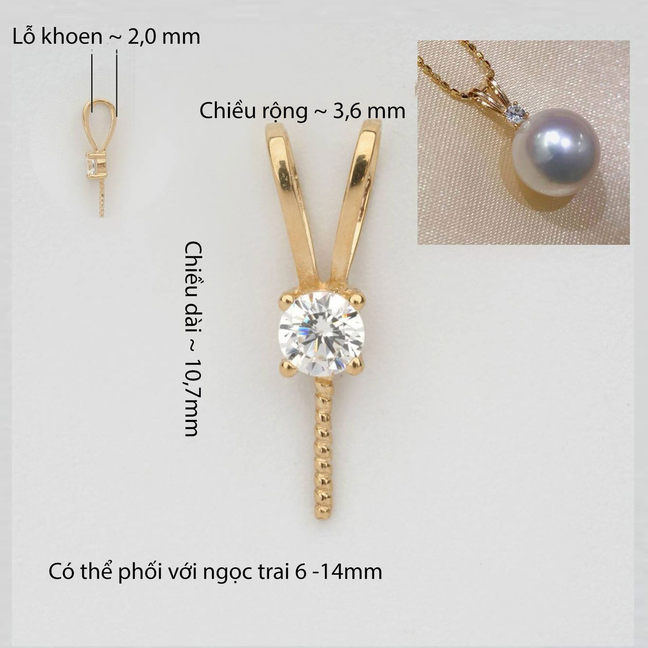 Khoen Treo Mặt Dây Chuyền Ngọc Trai Vàng 18k