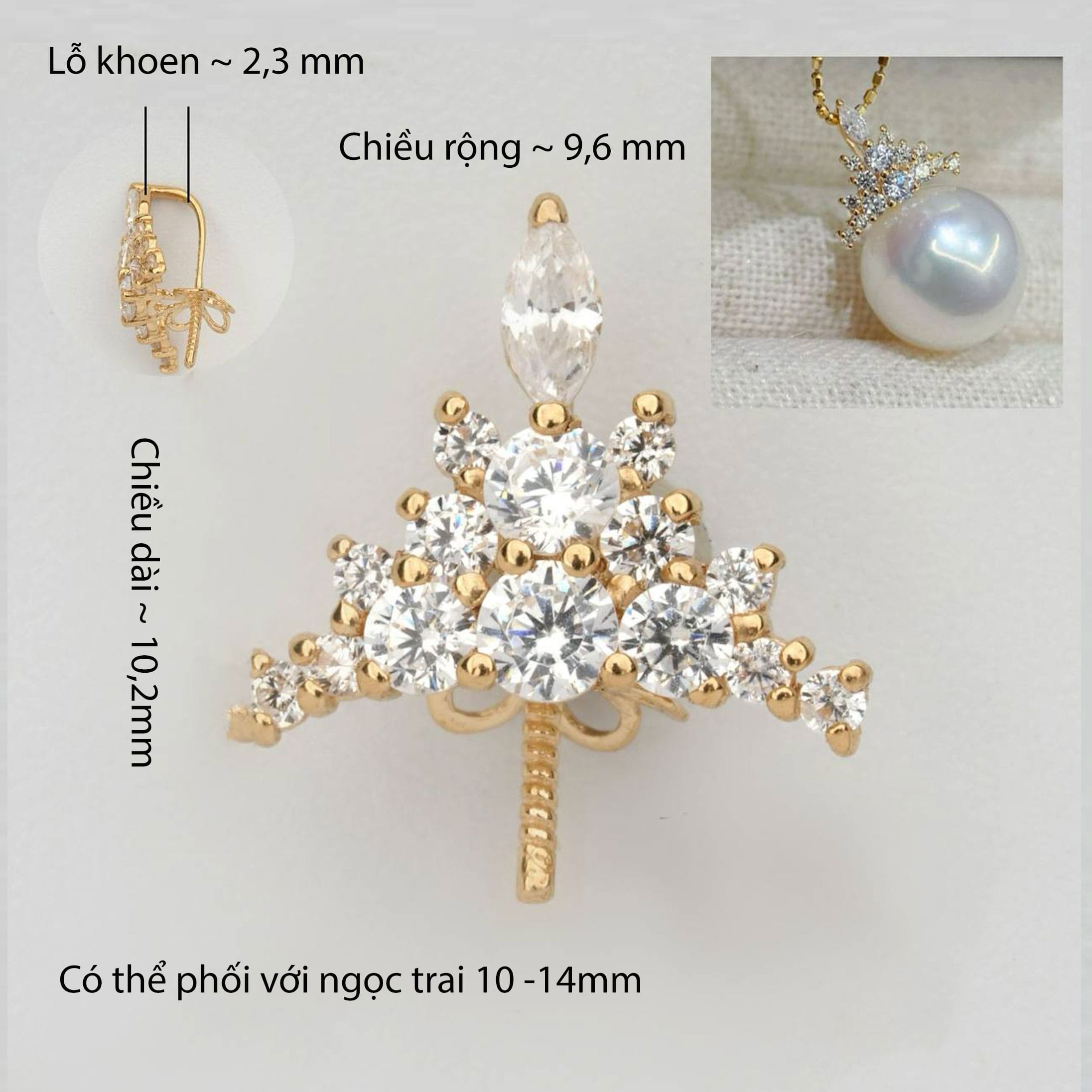 Khoen Treo Mặt Dây Chuyền Ngọc Trai Vàng 18k