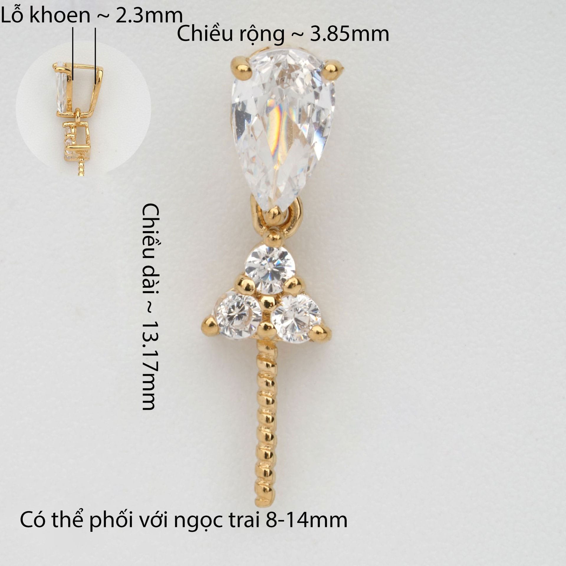 Khoen Treo Mặt Dây Chuyền Ngọc Trai Vàng 18k