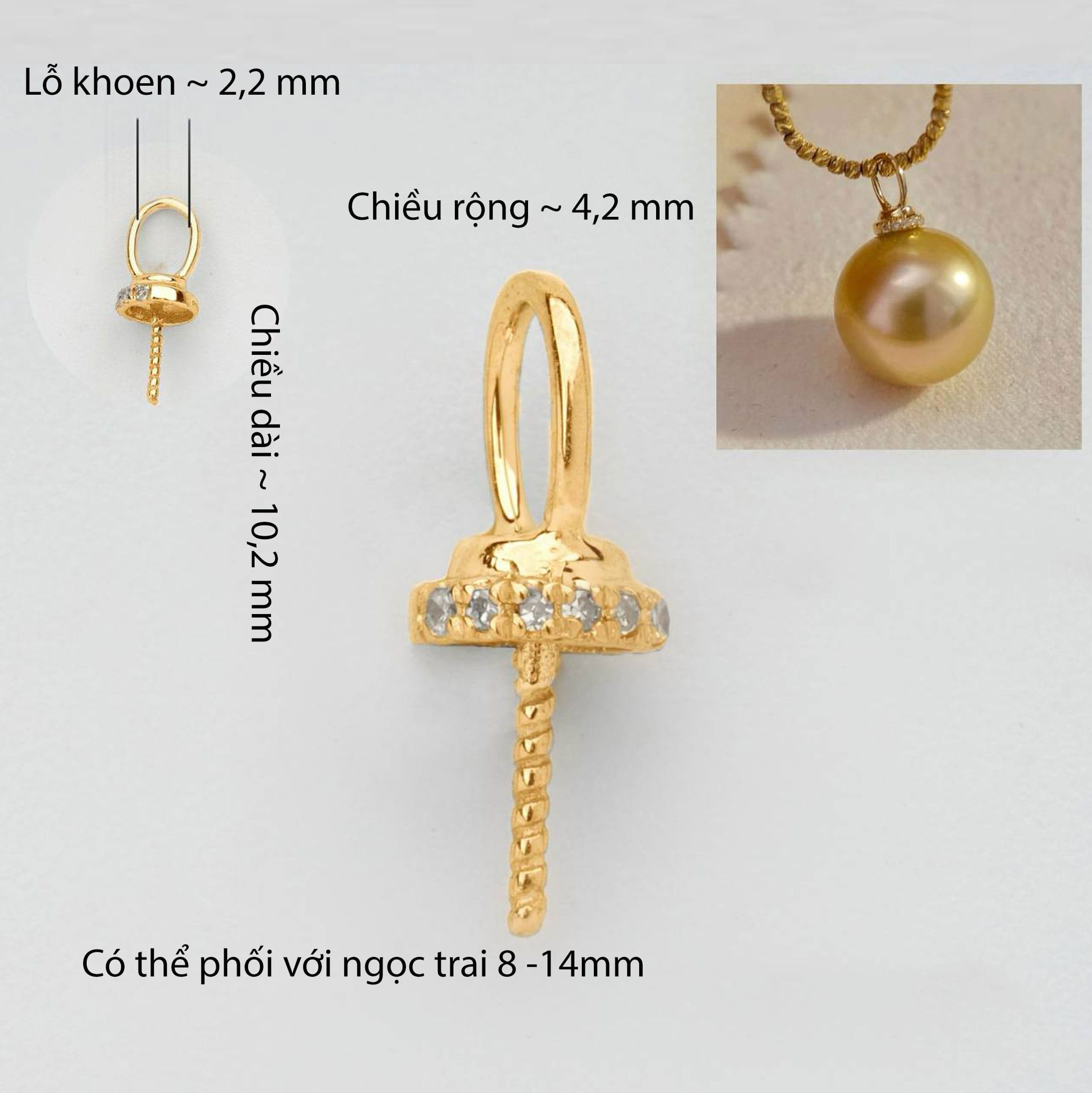 Khoen Treo Mặt Dây Chuyền Ngọc Trai Vàng 18k