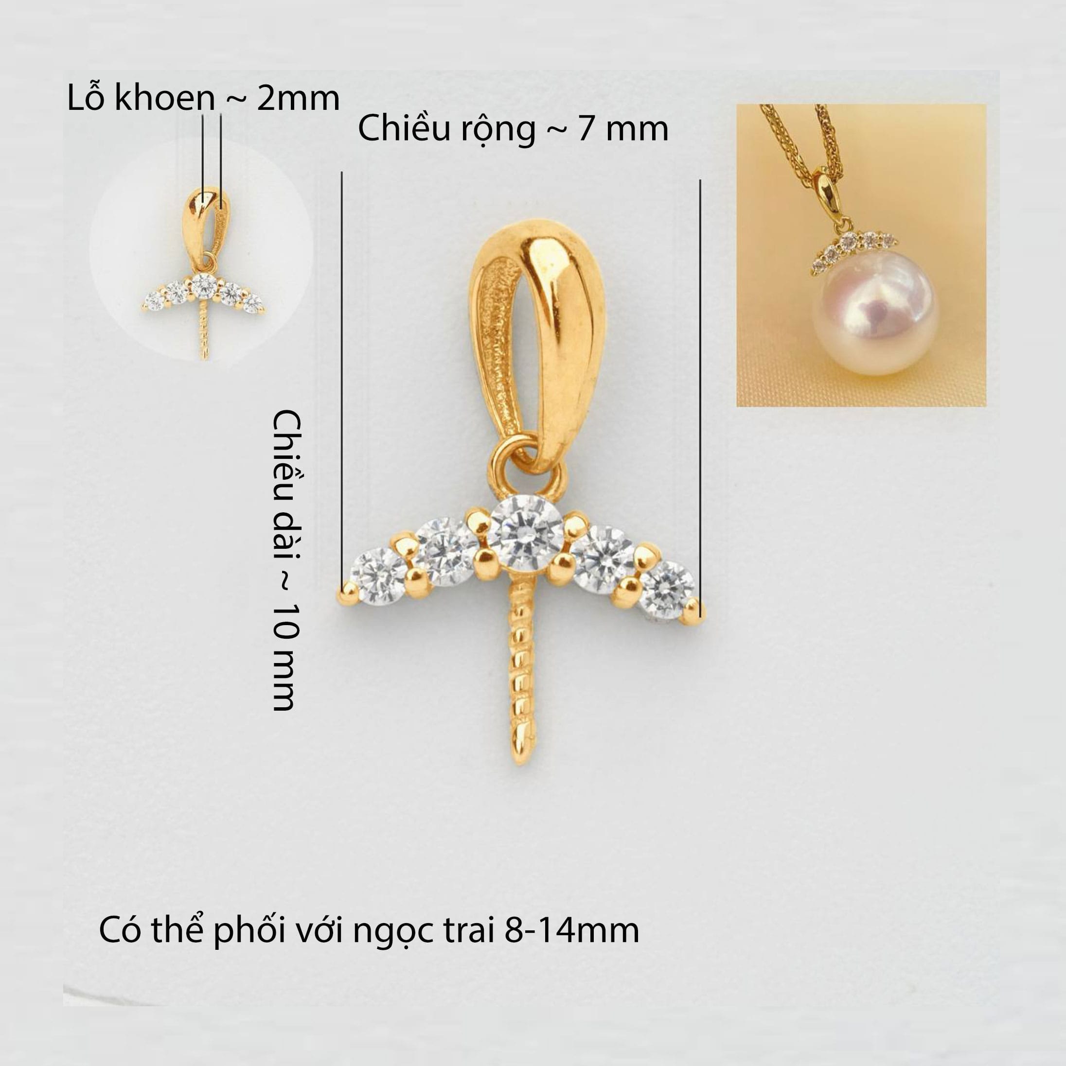 Khoen Treo Mặt Dây Chuyền Ngọc Trai Vàng 18k