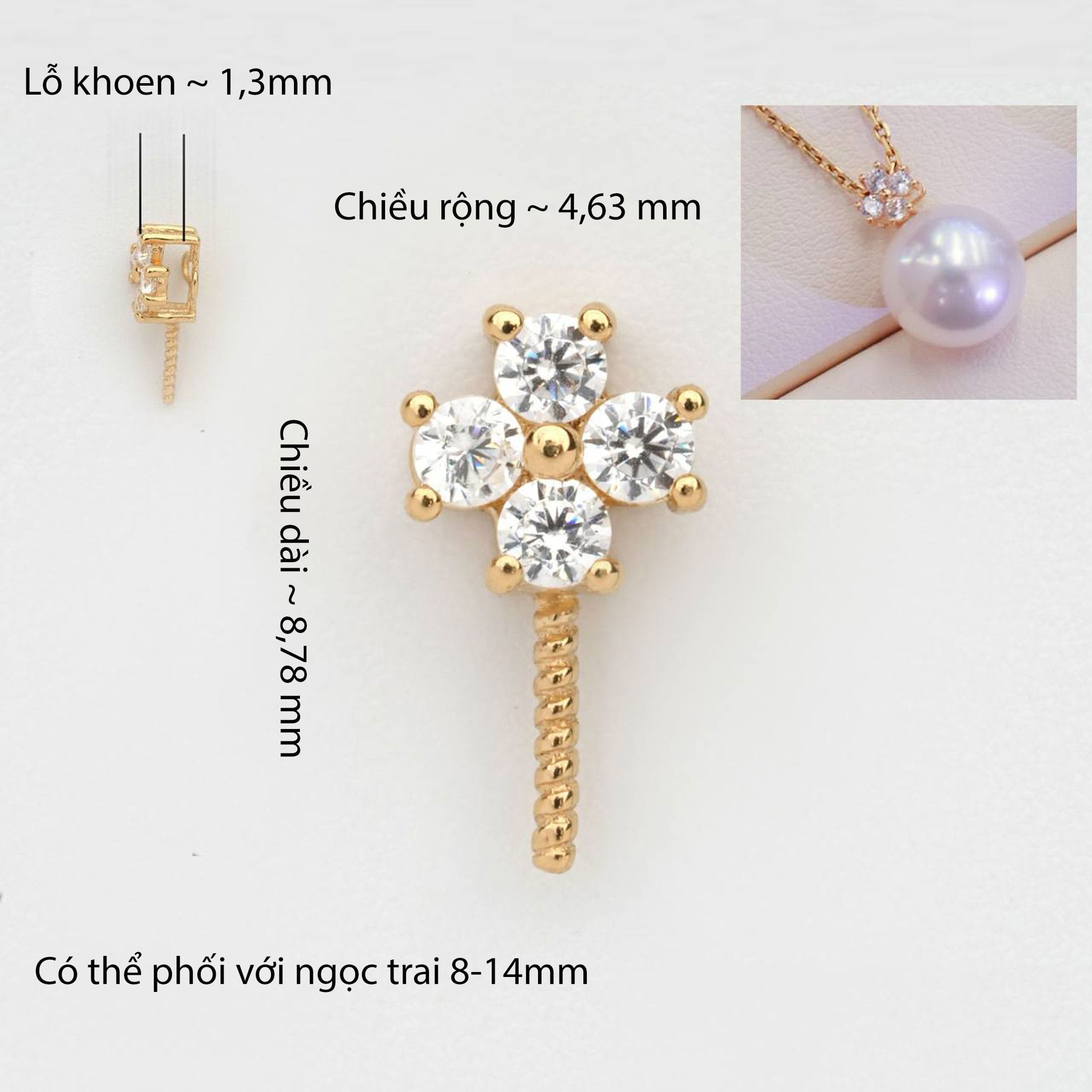 Khoen Treo Mặt Dây Chuyền Ngọc Trai Vàng 18k