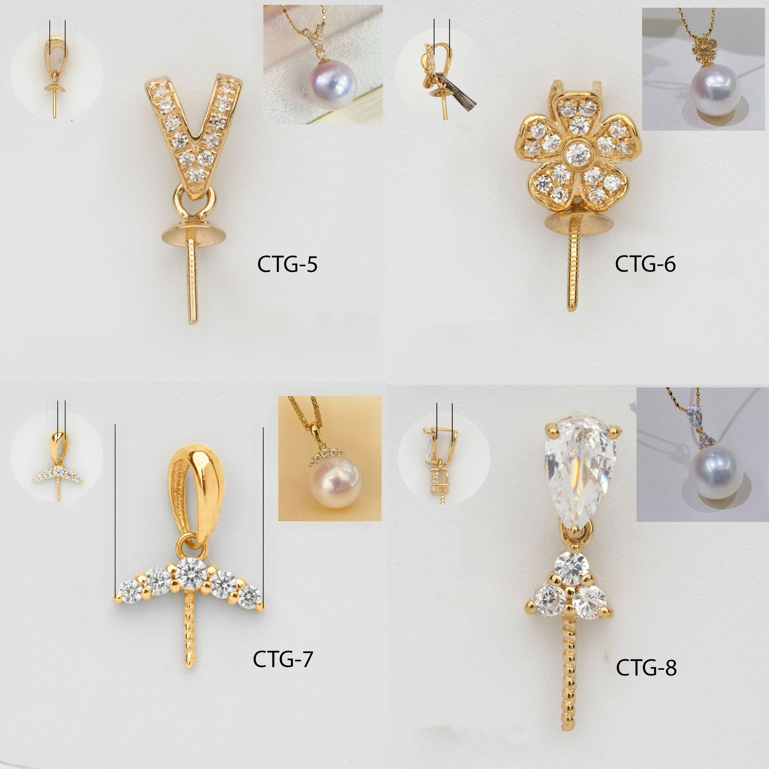 Khoen Treo Mặt Dây Chuyền Ngọc Trai Vàng 18k