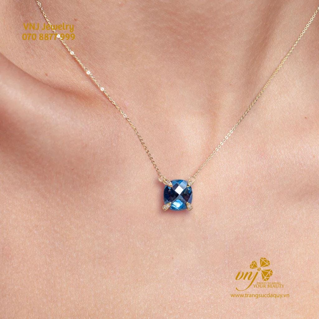 Mặt Dây Chuyền Đá Topaz Blue Thiên Nhiên MDT10