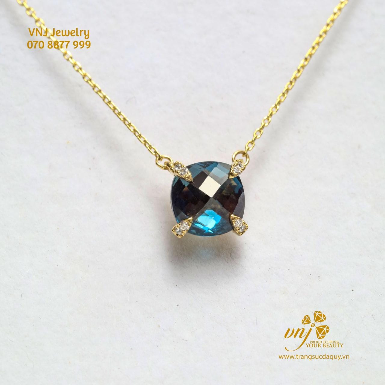 Mặt Dây Chuyền Đá Topaz Blue Thiên Nhiên MDT10