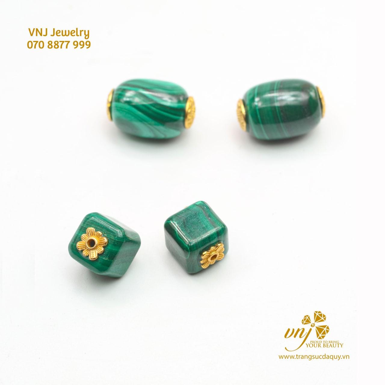 Charm Đá Lông Công (Malachite) Lu Thống NWML1