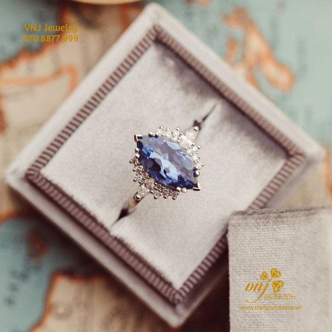 Nhẫn Sapphire Marquise Vàng Trắng NWS50
