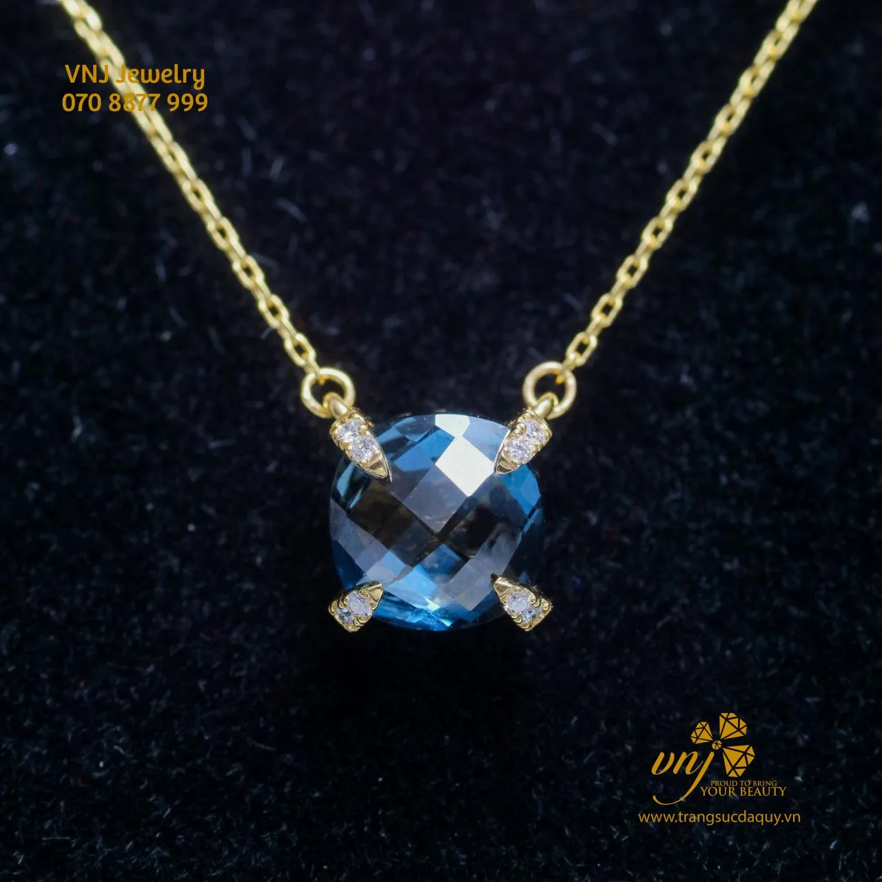 Mặt Dây Chuyền Đá Topaz Blue Thiên Nhiên MDT10