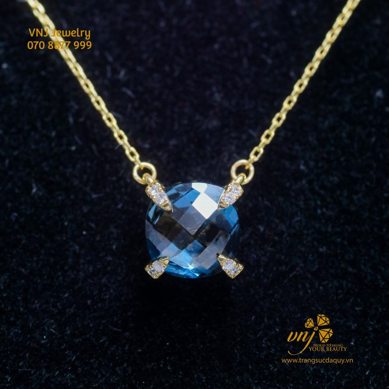 Mặt Dây Chuyền Đá Topaz Blue Thiên Nhiên MDT10