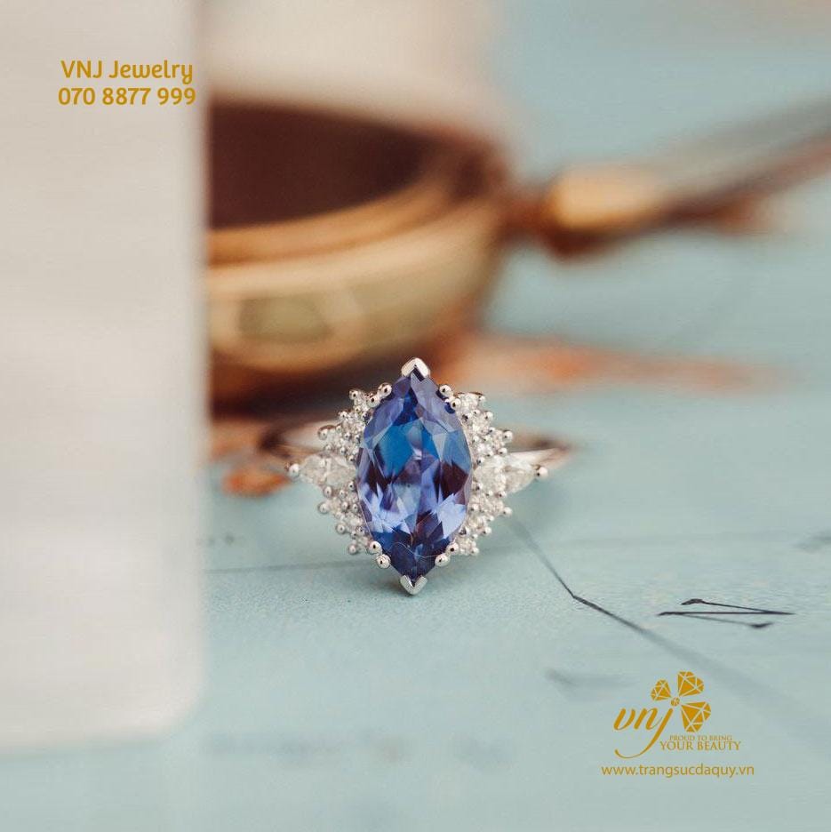 Nhẫn Sapphire Marquise Vàng Trắng NWS50