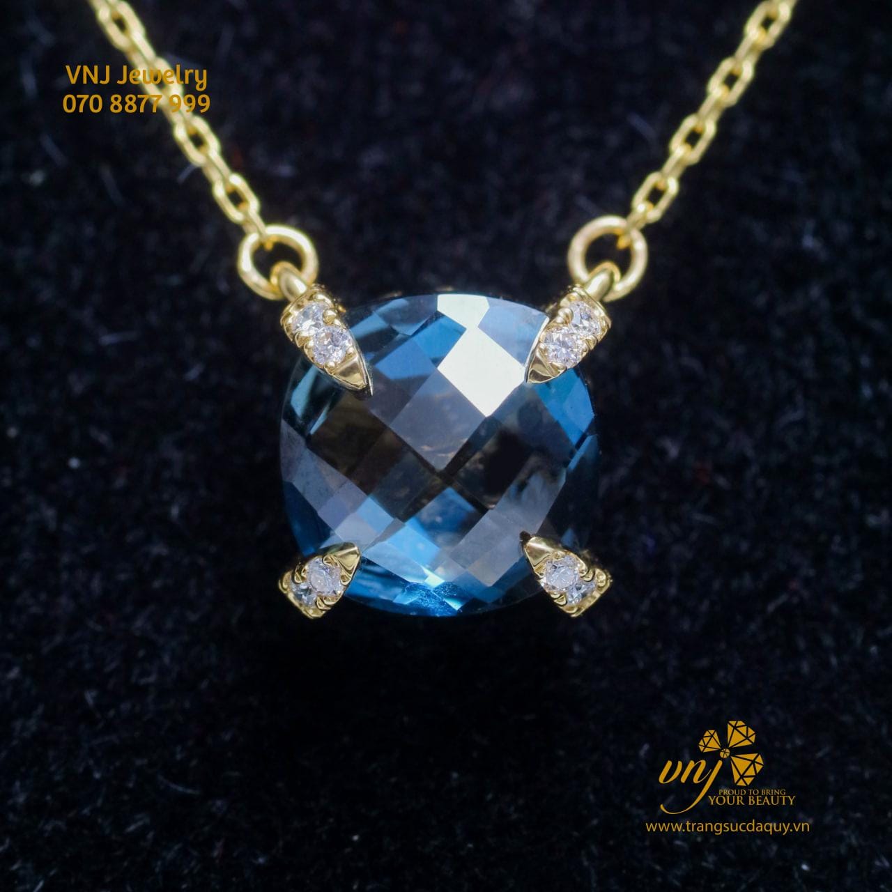 Mặt Dây Chuyền Đá Topaz Blue Thiên Nhiên MDT10