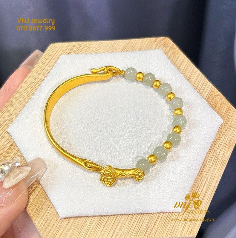 Lắc Tay Cẩm Thạch Vàng